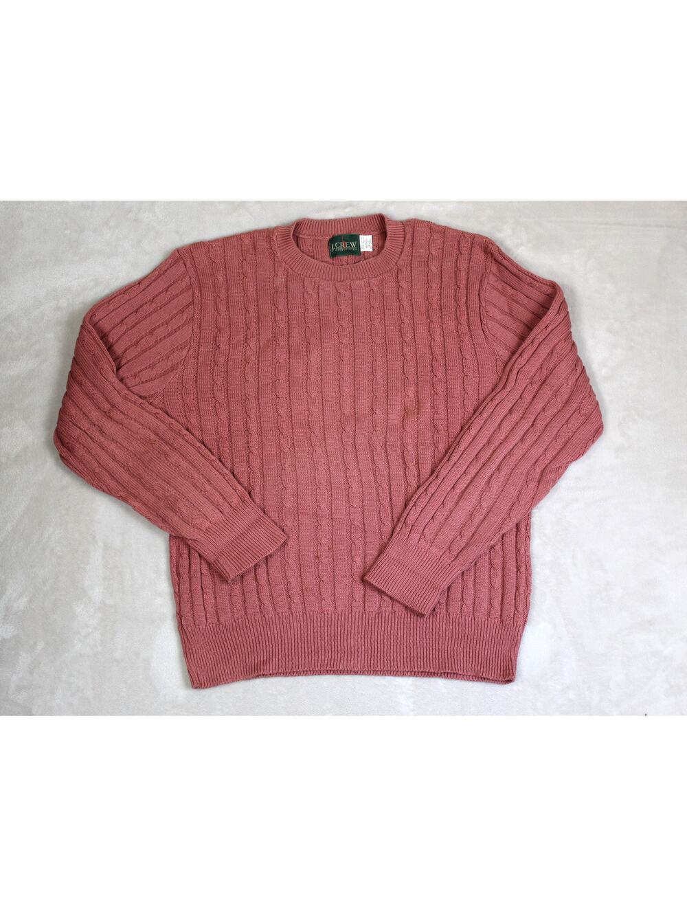 Vintage J Crew Outfitters Sweater Mens Large Pink Cable Knit Cotton Preppy